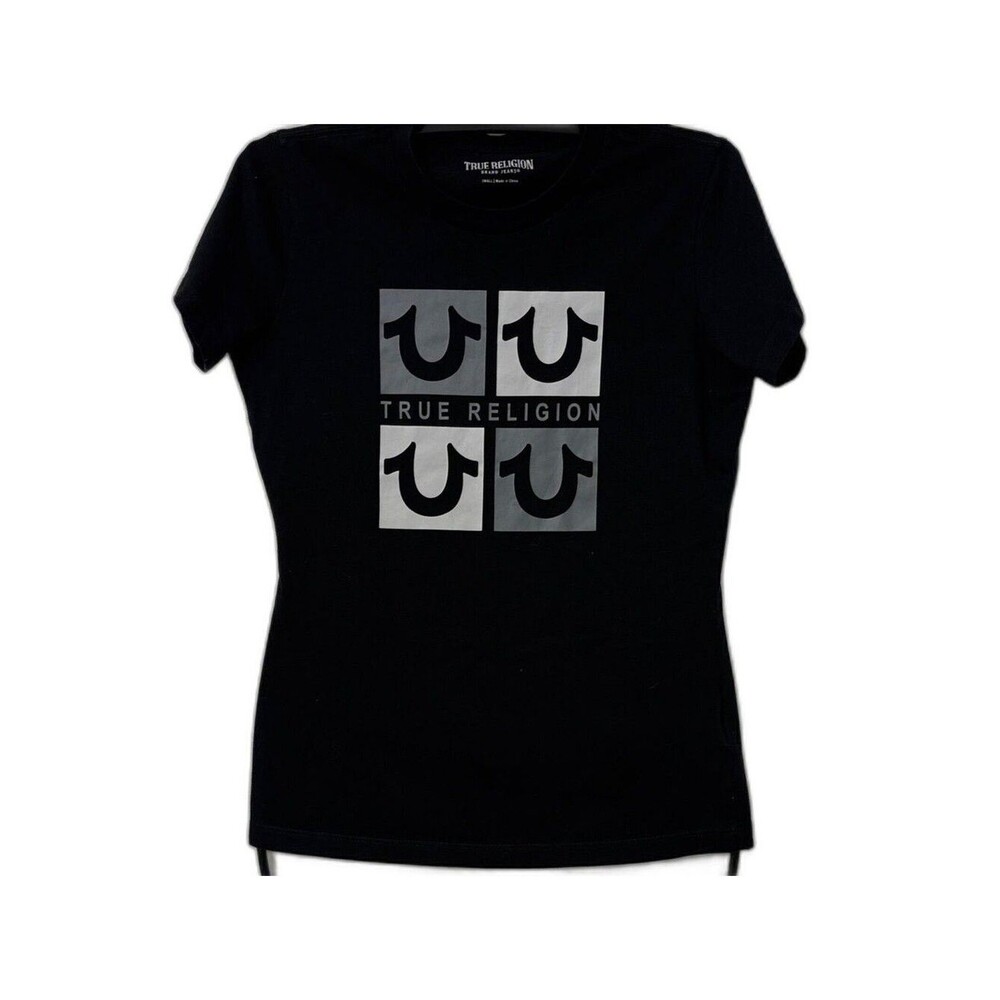 True Religion Black and Gray Women's Tee Size S